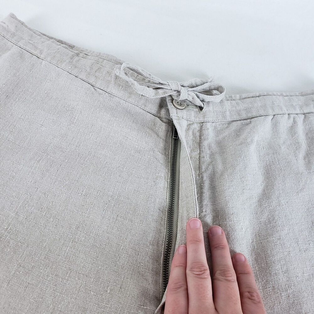 Brandini Coastal Euro Summer Linen Pants Womens XL Straight Leg Resort Natural - Picture 7 of 8